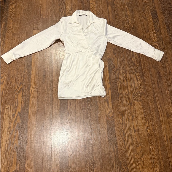 Zara White Satin Effect Mini Dress - Picture 4 of 10